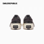 Gray Frayed Canvas Chunky Platform Sneakers, Unisex Low Top Lace-Up Casual Streetwear Shoes - view 7