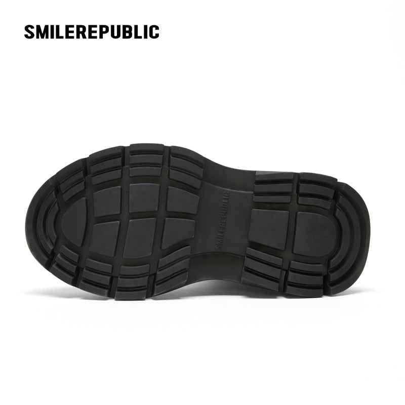 Black Smile Toe High-Top Chunky Platform Sneakers, Unisex Lace-Up Shoes