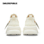 Cream White Frayed Canvas Smile Toe Platform Sneakers, Unisex Lace Up Shoes - view 8
