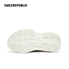 Black White Frayed Canvas Smile Toe Platform Sneakers, Unisex Lace Up Shoes - view 8