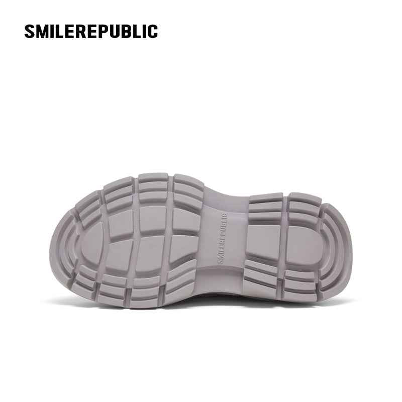 Light Gray Frayed Canvas Smile Toe Chunky Platform Sneakers, Low Top