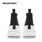 Black Canvas High Top Platform Sneakers, Unisex Chunky Lace Up Shoes