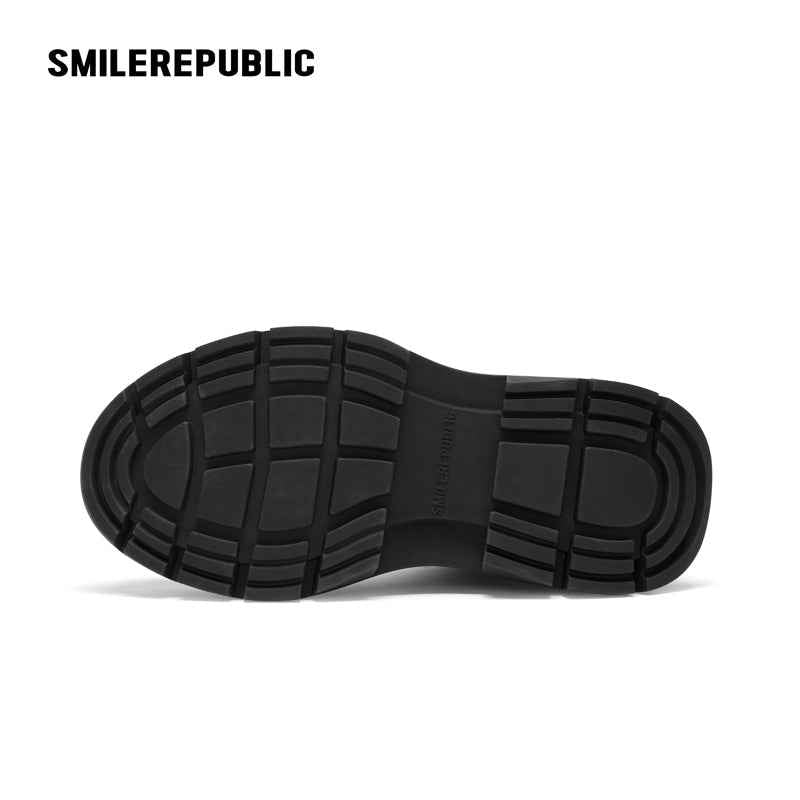 Black Smile Toe Canvas Chunky Platform Sneakers, Unisex High Top Lace