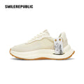 Khaki Low Top Retro Runner Sneakers with Gum-Colored Outsole and Branded Heel Tag