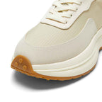 Khaki Low Top Retro Runner Sneakers with Gum-Colored Outsole and Branded Heel Tag