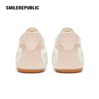 Light Pink Bow Detail Low Top German Trainer Sneakers with Square Toe
