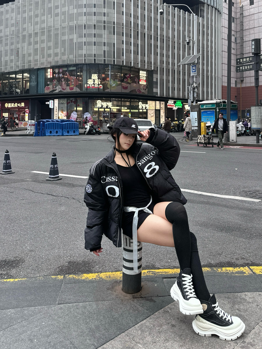 Black Canvas High Top Platform Sneakers, Unisex Chunky Lace Up Shoes 详情图 8