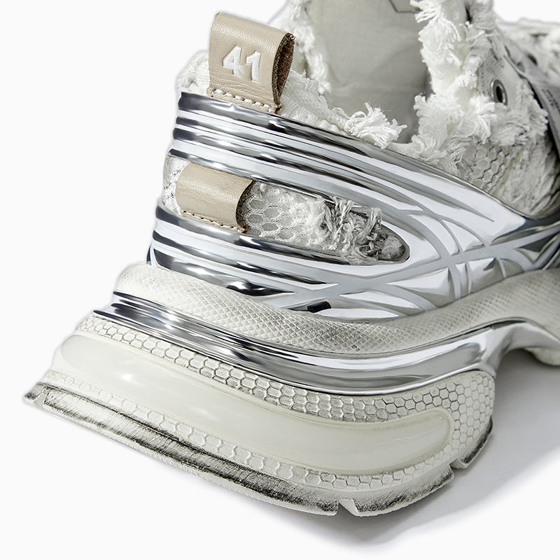 XXXS Dirty Skyline Silver Mesh Chunky Sneaker