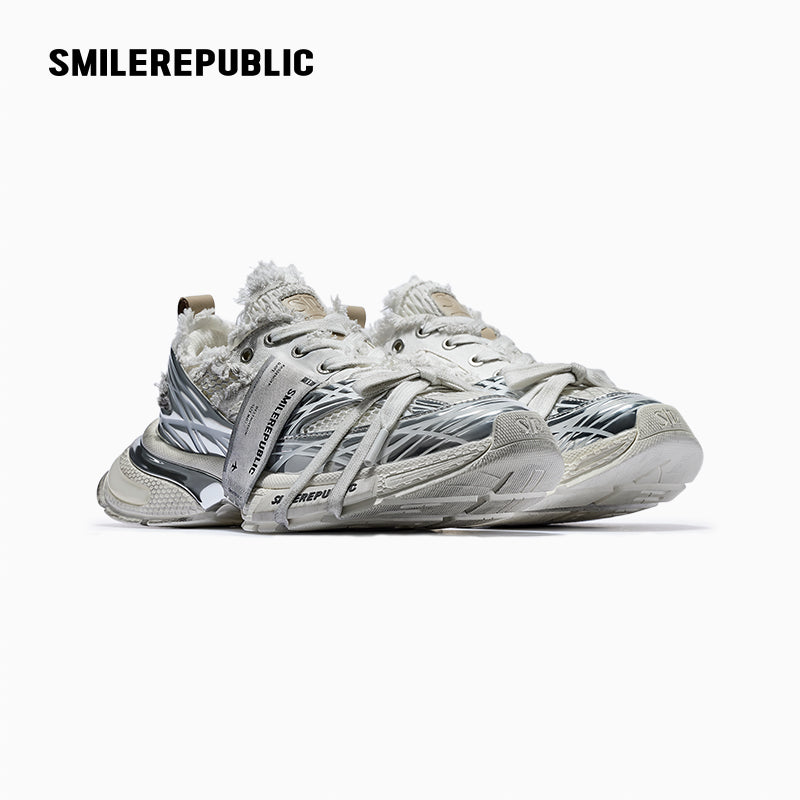 XXXS Dirty Skyline Silver Mesh Chunky Sneaker