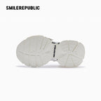 Metallic Silver White Mesh Chunky Sneakers, Unisex Lace Up Shoes - view 8