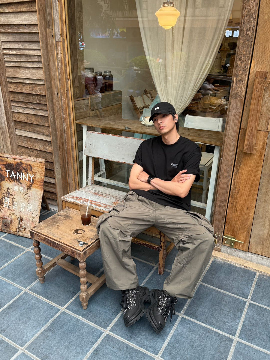 Black Frayed Canvas Smile Toe Chunky Platform Sneakers, Unisex Low Top 详情图 3