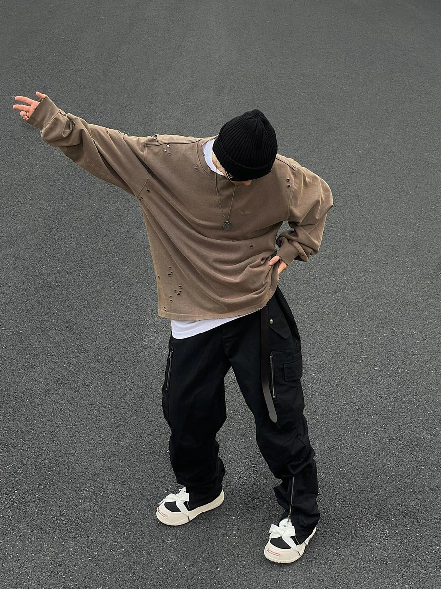 Black Frayed Canvas Platform Sneakers, Unisex Low Top Lace Up Shoes 详情图 2