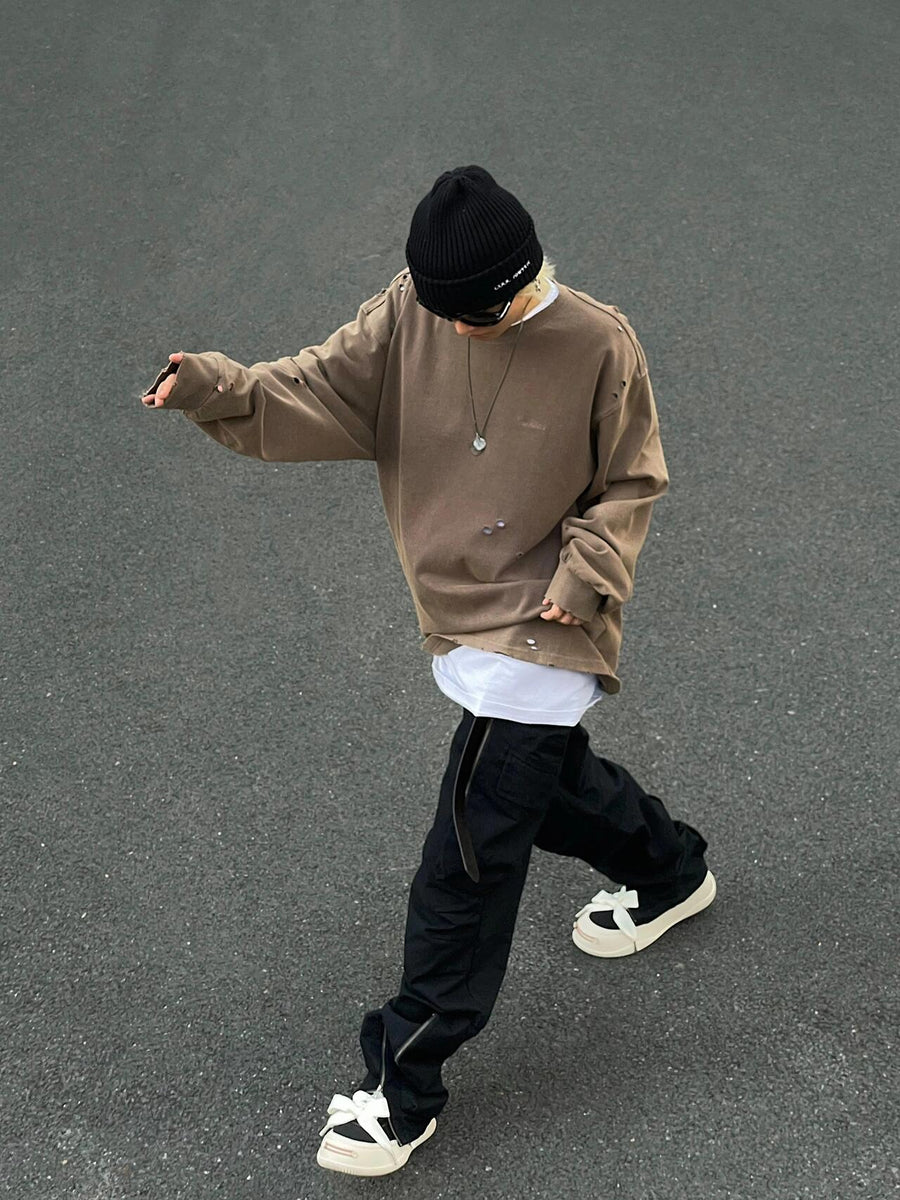 Black Frayed Canvas Platform Sneakers, Unisex Low Top Lace Up Shoes 详情图 1