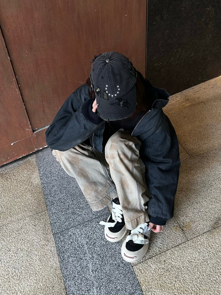 Black Frayed Canvas Platform Sneakers, Unisex Low Top Lace Up Shoes 详情图 8