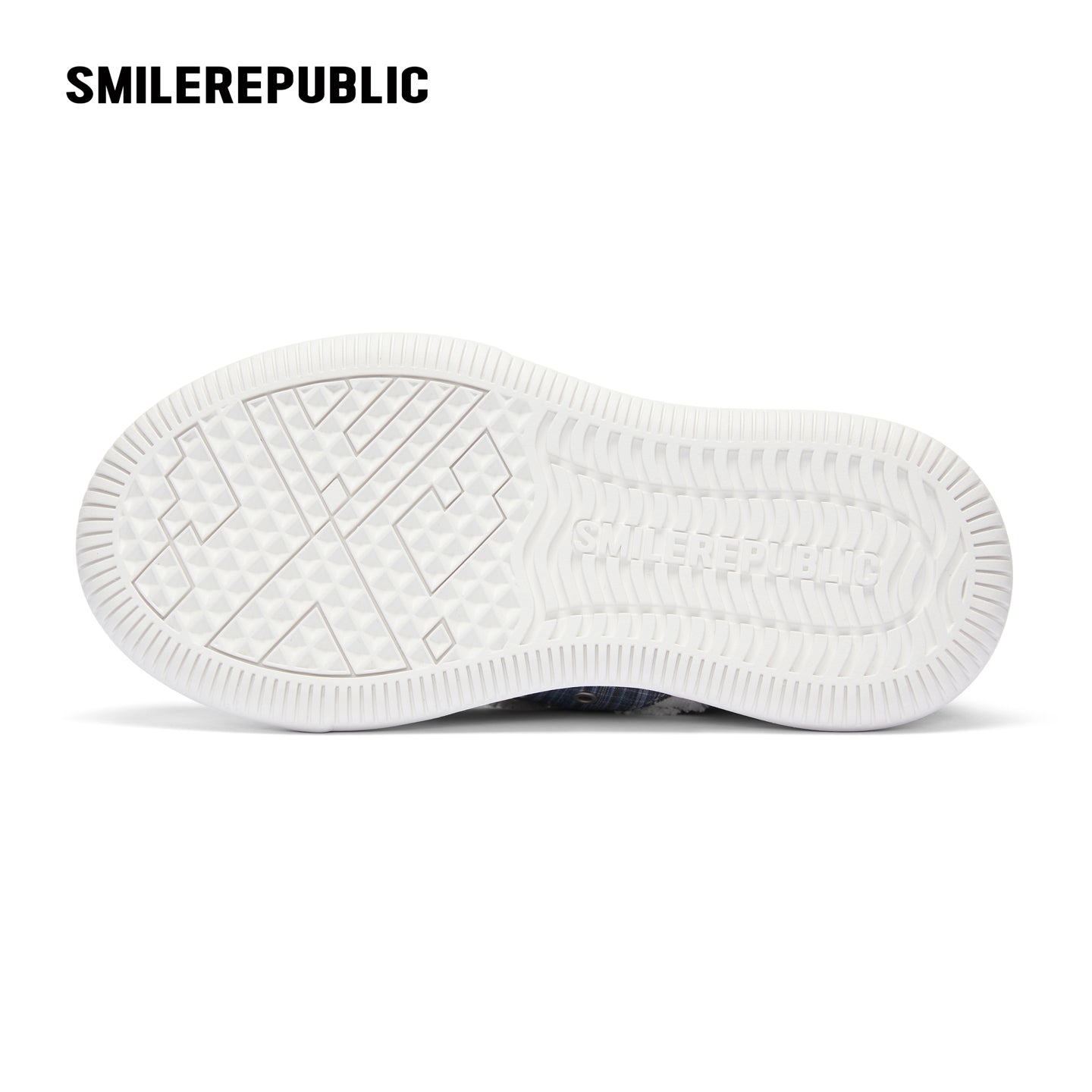 Blue Embroidered Fabric Smile Toe Platform Sneakers, Unisex Low Top Lace Up Shoes