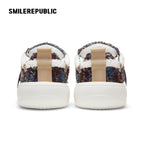 Multicolor Fair Isle-Inspired Fleece Platform Sneakers with Interchangeable Smile Toe