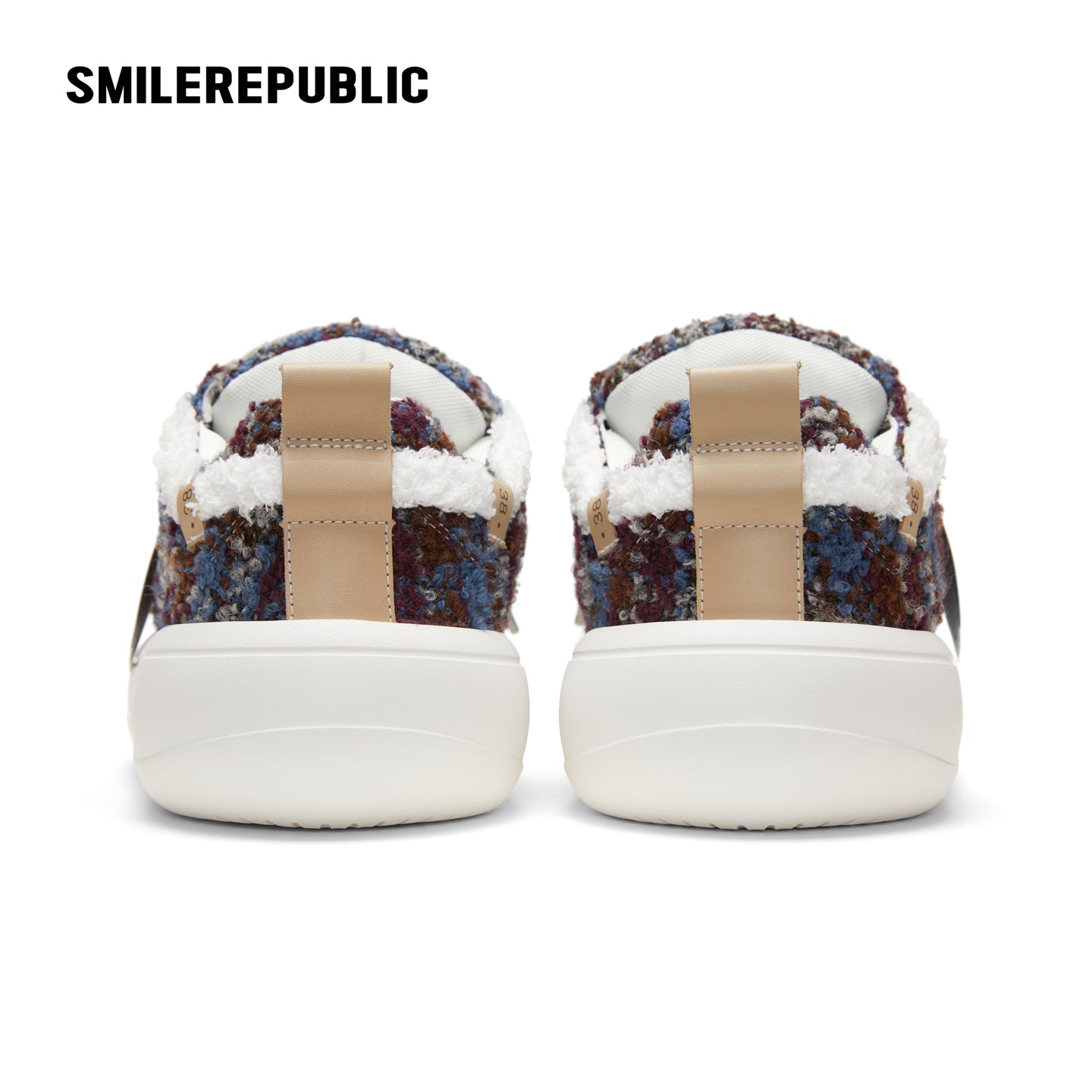 Multicolor Fair Isle-Inspired Fleece Platform Sneakers with Interchangeable Smile Toe