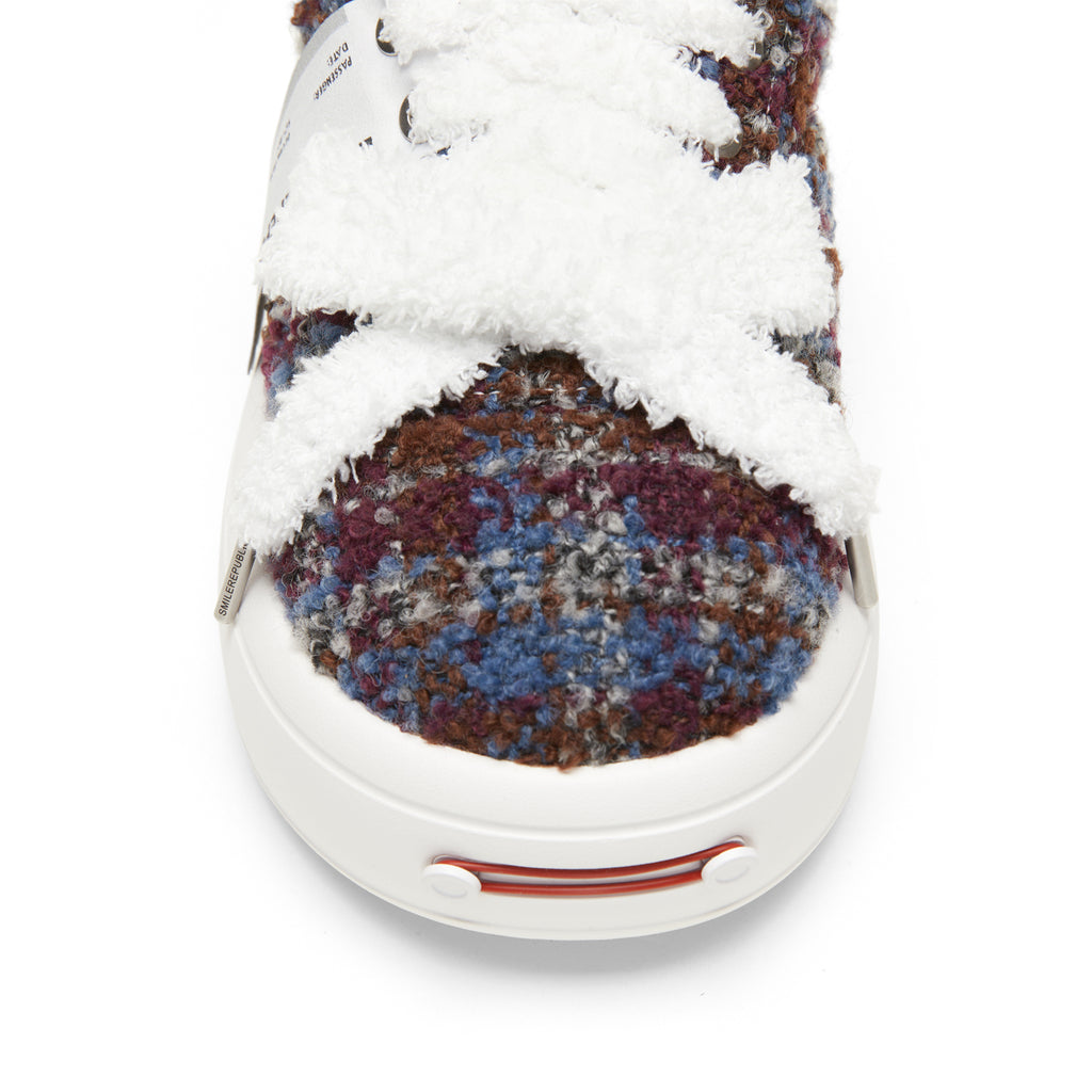 Multicolor Fair Isle-Inspired Fleece Platform Sneakers with Interchangeable Smile Toe