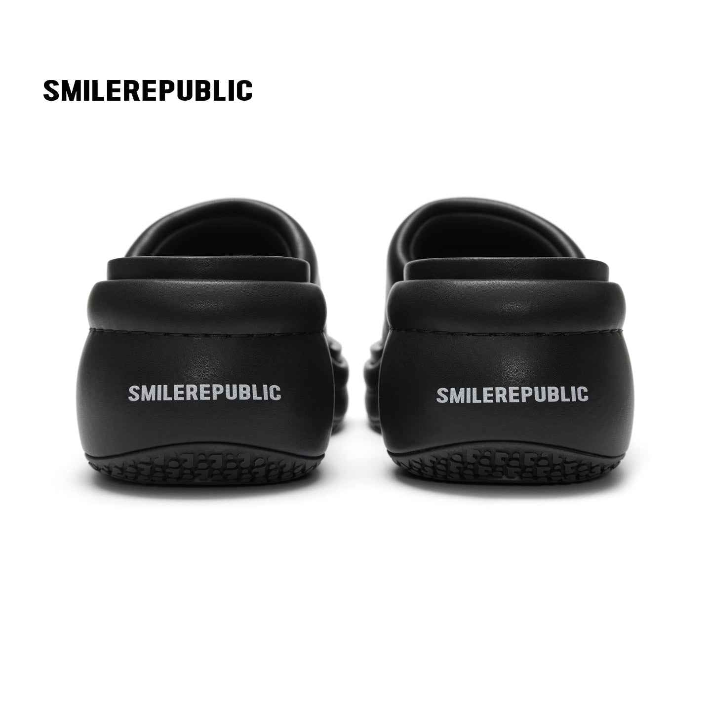 Black 3D Logo Wide Strap Chunky Platform Slide Sandals, Open Toe