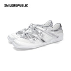 Off-White Ballet-Inspired Low Top Sneakers with Silver Cross Straps