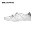 Off-White Ballet-Inspired Low Top Sneakers with Silver Cross Straps