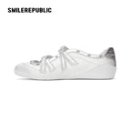 Off-White Ballet-Inspired Low Top Sneakers with Silver Cross Straps