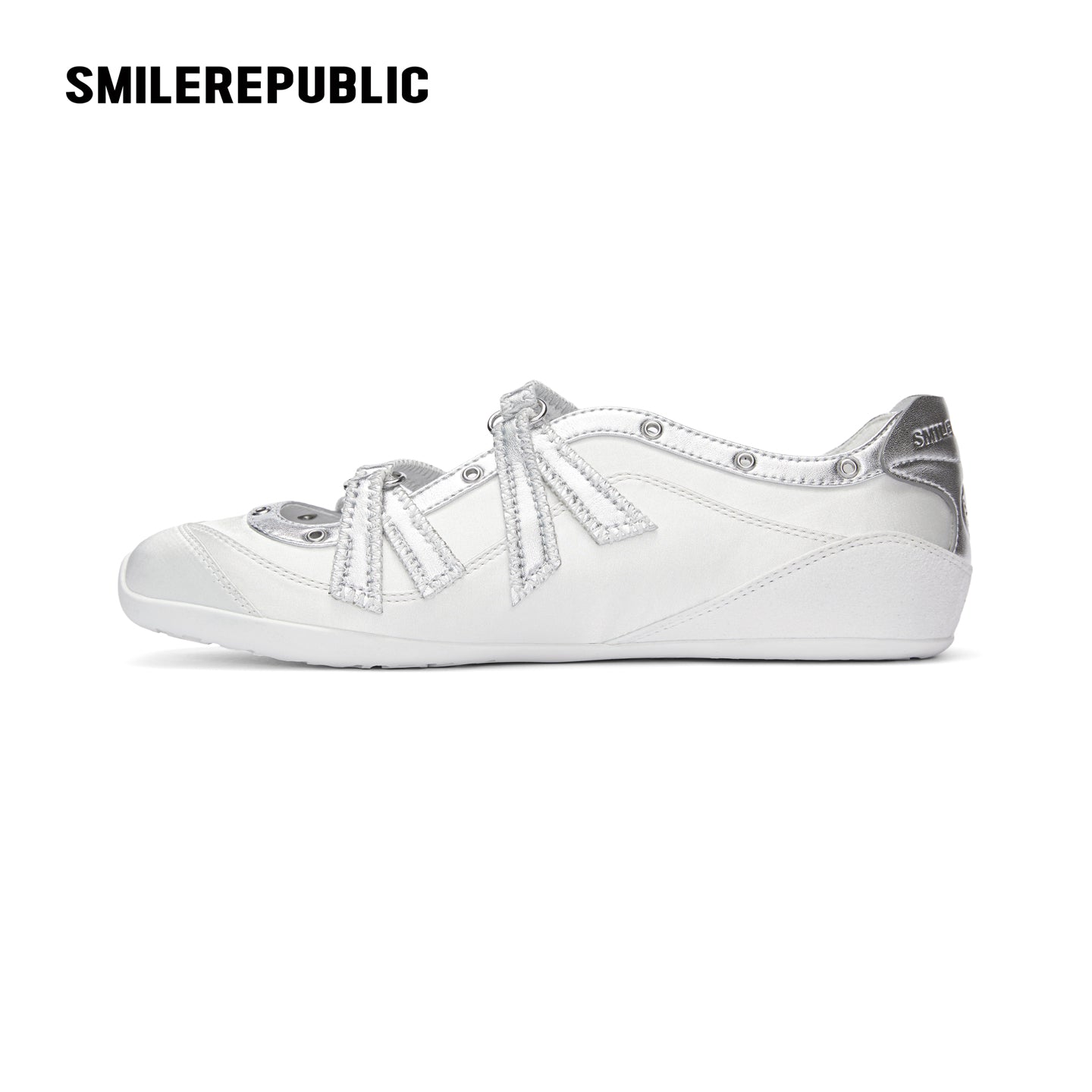 Off-White Ballet-Inspired Low Top Sneakers with Silver Cross Straps