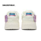 White Cartoon Monster Patch Chunky Sneakers, Unisex Lace Up Shoes - view 6
