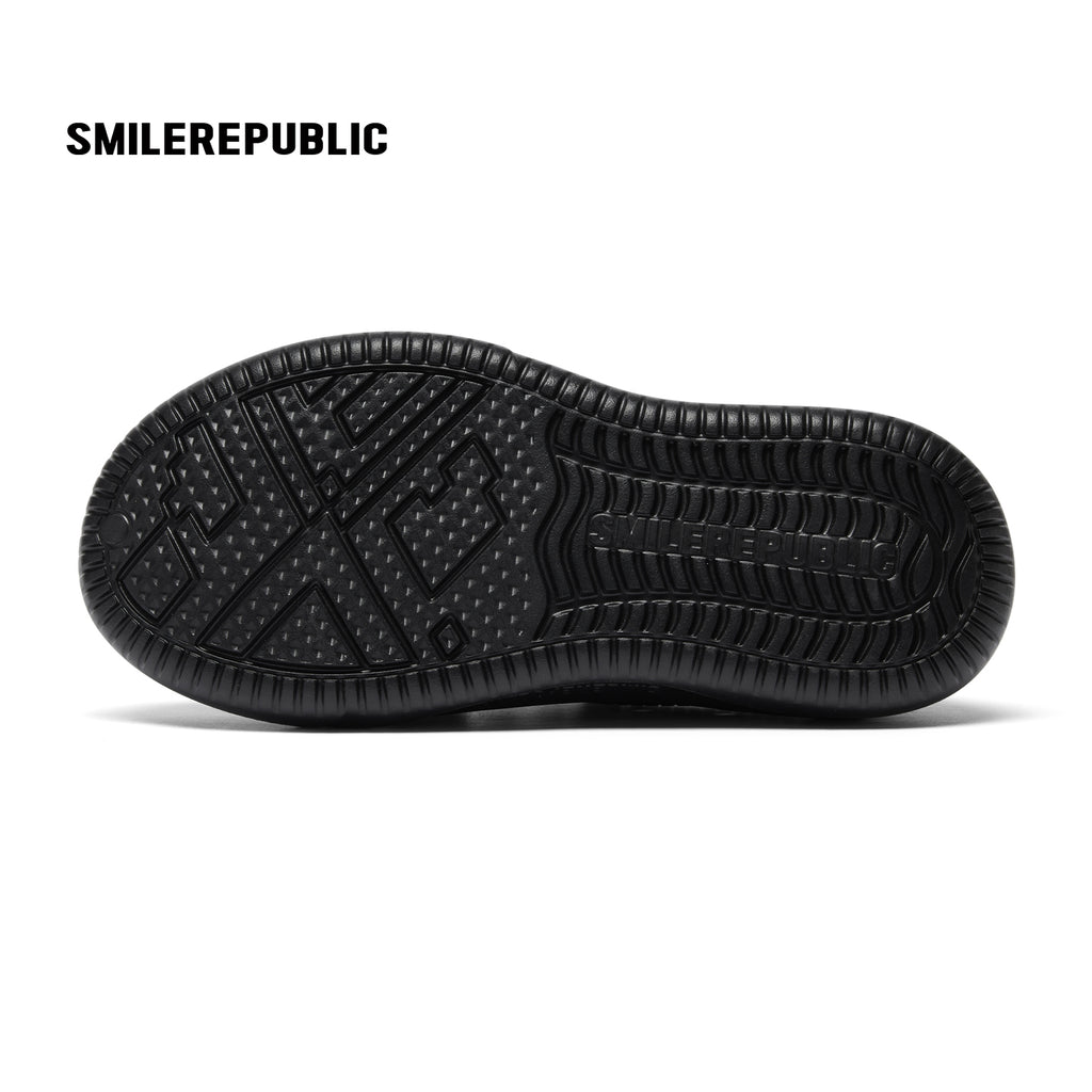 Black Perforated Lace Up Platform Shoes with Smile Toe Design