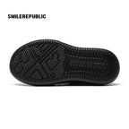 Black Perforated Lace Up Platform Shoes with Smile Toe Design - view 8