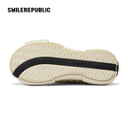White Frayed Canvas Backless Platform Sneakers with Cream Sole - view 8