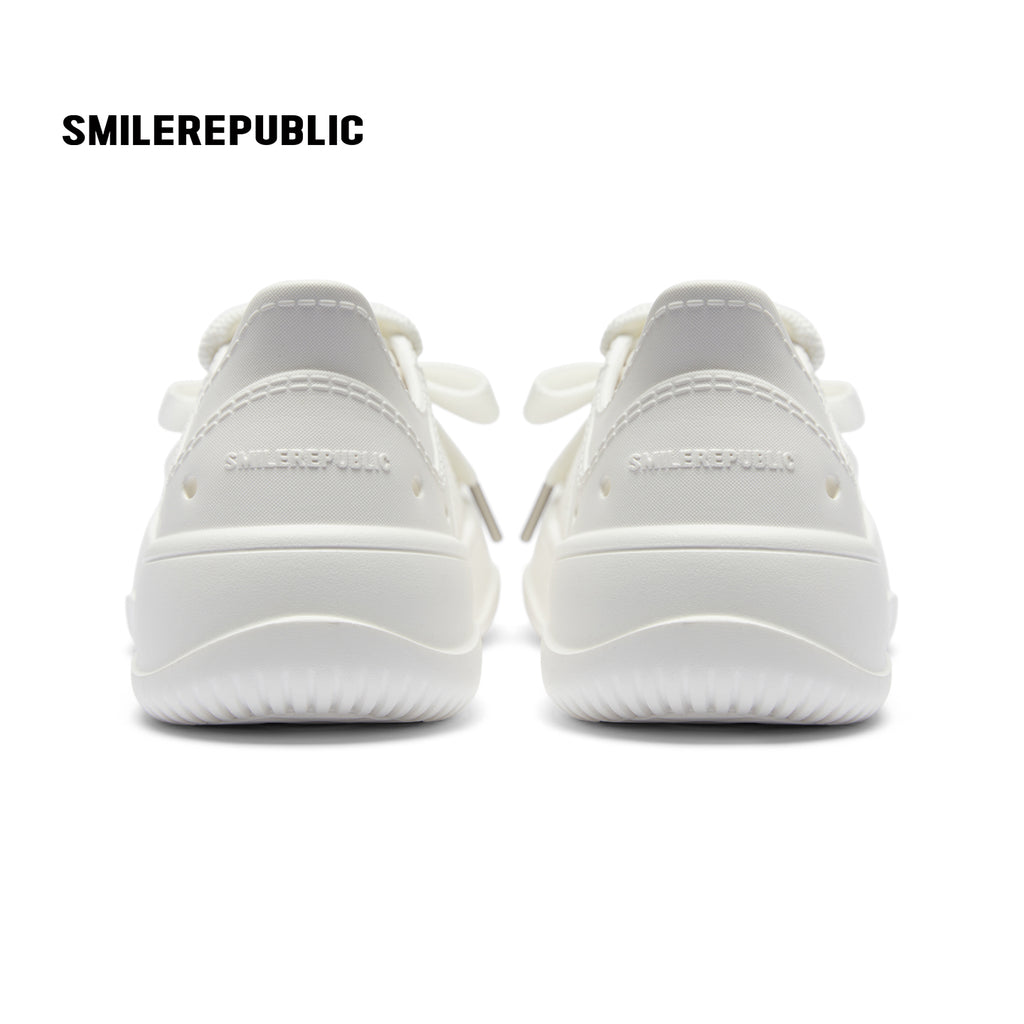 White Smile Toe DIY Charm Platform Clog Sneakers, Unisex Low Top Lace Up Shoes