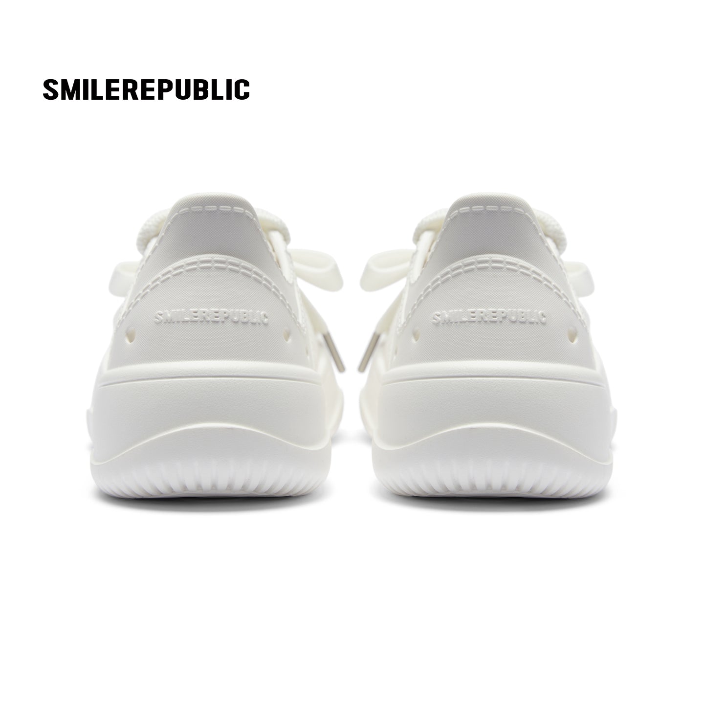 White Smile Toe DIY Charm Platform Clog Sneakers, Unisex Low Top Lace Up Shoes