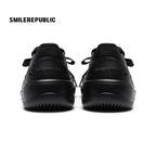 Black Perforated Lace Up Platform Shoes with Smile Toe Design - view 7