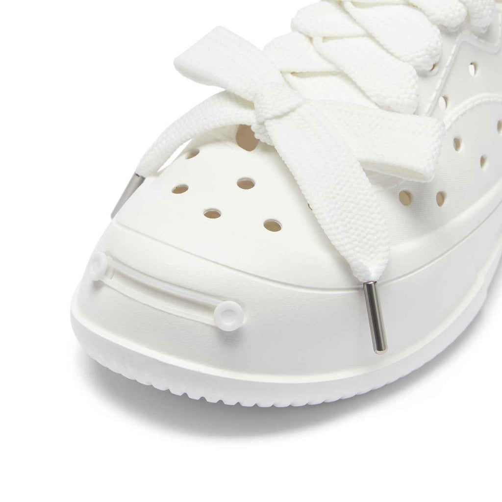 White Smile Toe DIY Charm Platform Clog Sneakers, Unisex Low Top Lace Up Shoes