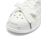 White Smile Toe DIY Charm Platform Clog Sneakers, Unisex Low Top Lace Up Shoes