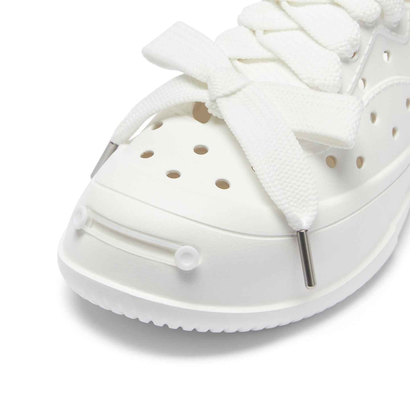 White Smile Toe DIY Charm Platform Clog Sneakers, Unisex Low Top Lace Up Shoes