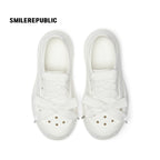 White Smile Toe DIY Charm Platform Clog Sneakers, Unisex Low Top Lace Up Shoes - view 6