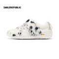 White Dalmatian Spot Hair Detail Low Top Casual Sneakers, Unisex Shoes