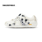White Dalmatian Spot Hair Detail Low Top Casual Sneakers, Unisex Shoes
