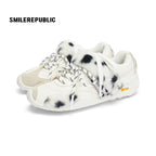 White Dalmatian Spot Hair Detail Low Top Casual Sneakers, Unisex Shoes