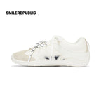 White Dalmatian Spot Hair Detail Low Top Casual Sneakers, Unisex Shoes