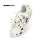 White Dalmatian Spot Hair Detail Low Top Casual Sneakers, Unisex Shoes