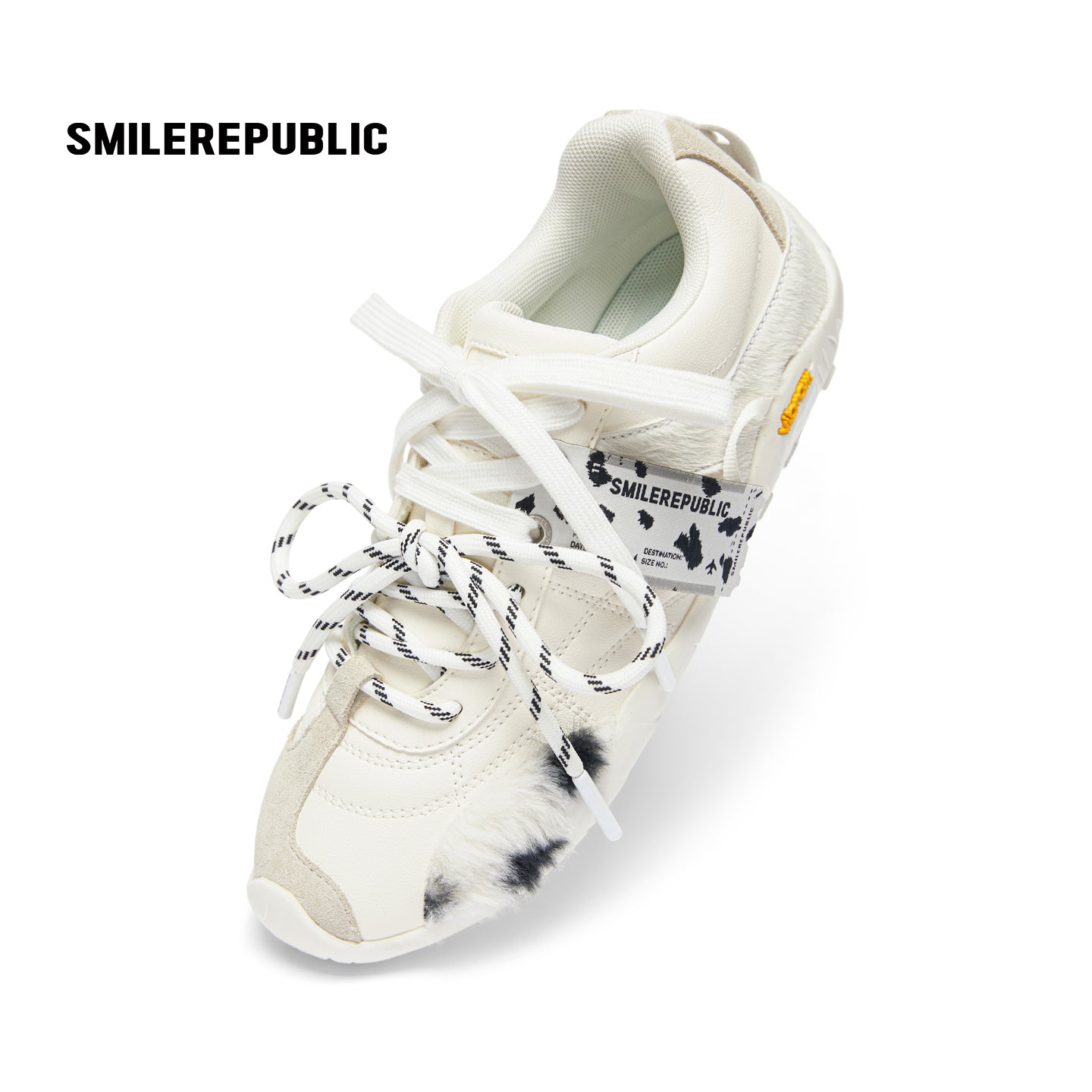White Dalmatian Spot Hair Detail Low Top Casual Sneakers, Unisex Shoes