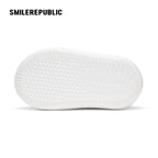 White Twill Low Top Chunky Platform Sneakers with Interchangeable Smile Toe