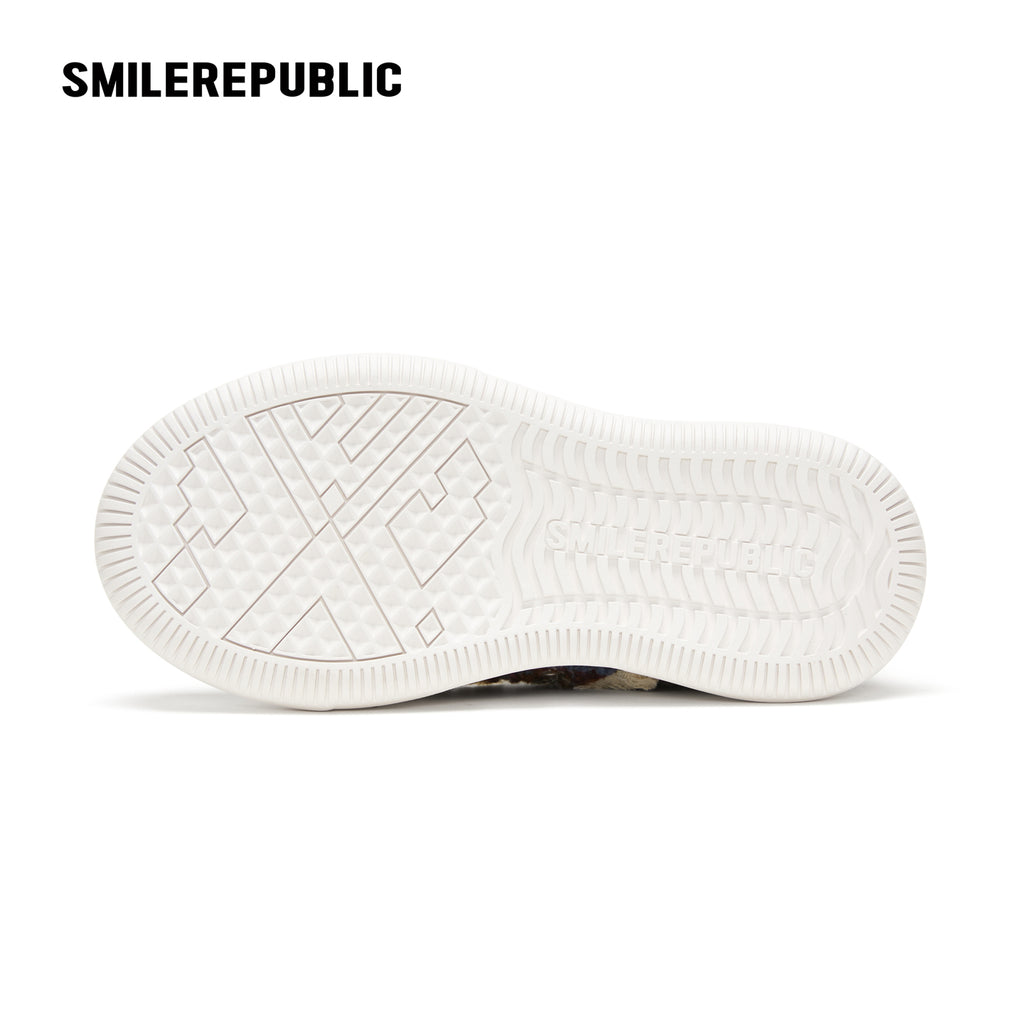 Multicolor Fair Isle Fleece Platform Sneakers, Unisex Low Top Lace Up Shoes