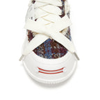 Multicolor Fair Isle Fleece Platform Sneakers, Unisex Low Top Lace Up Shoes