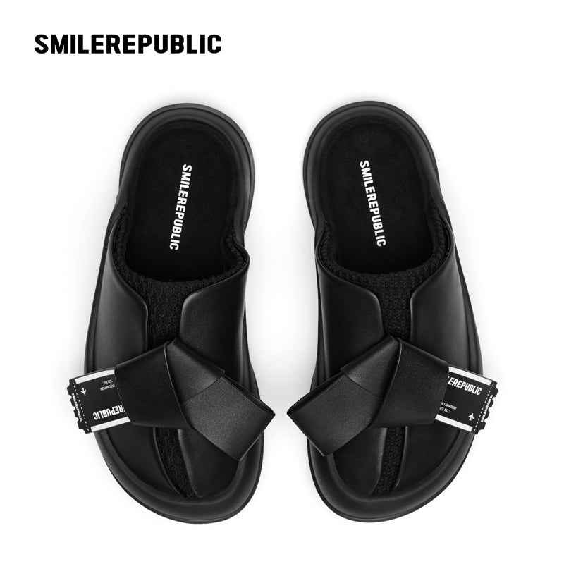 Black Bow Platform Slides, Slip On Open Back Sandal Mules