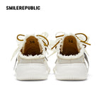 Women's Ash Gray Frayed Trim Platform Sneaker Mules with Smile Toe - view 7