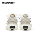 Women's White Frayed Platform Low-Top Lace-Up Sneakers - view 8